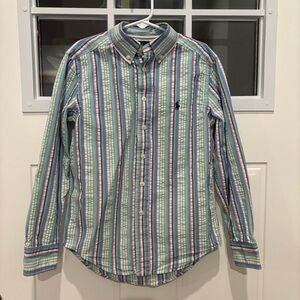 Ralph Lauren Seersucker Plaid Boys Button Down